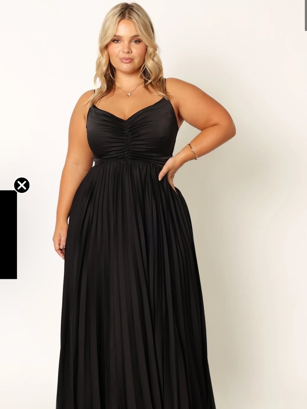 NWT Petal & Pup Black Pleated Spaghetti Strap Maxi Dress